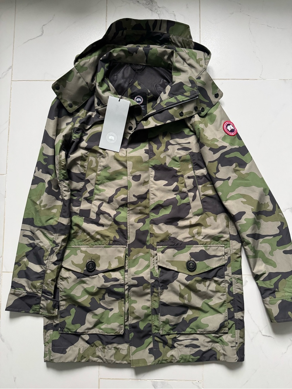 Canada Goose Men's Camo Crew Trench Coat - Green, Black, Tan